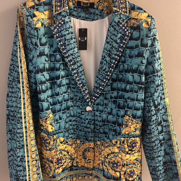 Z13070 Lucia Turquoise Blazer Embellished by AZI